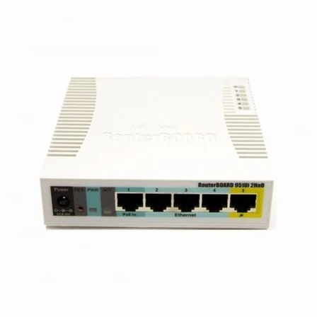 Mikrotik RB951Ui-2HnD Router WiFi de 2.4 GHz 5 Puertos Gigabit, con PoE Pasivo, Procesador 600 MHz, 128 MB RAM, USB y RouterOS L4 - Punto de Acceso Mikrotik RB951Ui-2HnD Router WiFi de 2.4 GHz 5 Puertos Gigabit, con PoE Pasivo, Procesador 600 MHz, 128 MB RAM, USB y RouterOS L4 - Punto de Acceso